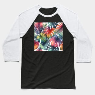 Colorful Monstera Tropical Leaves Baseball T-Shirt